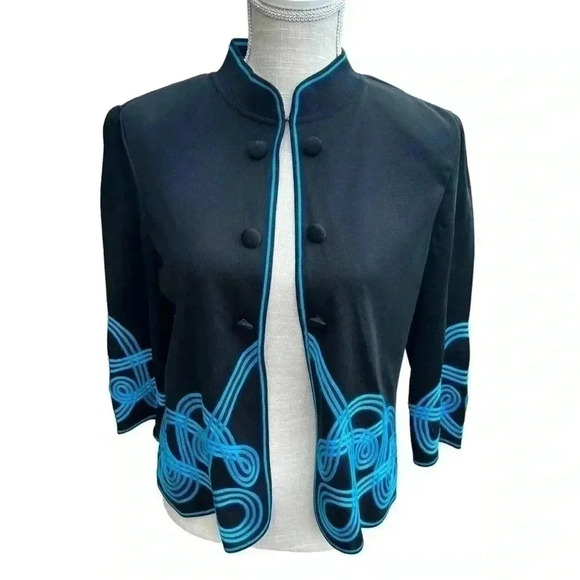 MING WANG WOMEN’S BLACK AND GREEN LUXURY SWEATER•SIZE M•GREAT QUALITY• - Picture 1 of 12